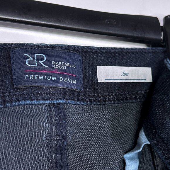 NWT Raffaello Rossi Slim Split Hem Navy Blue Denim Jeans EUR Size 34/US 4 - Picture 12 of 16